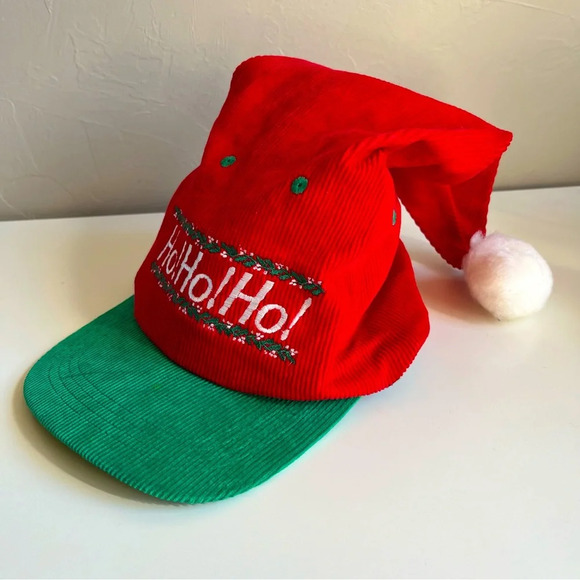 Source Unknown Other - vintage corduroy hat Christmas Holiday Ho Ho Ho Trucker Hat Pj Nightcap Hipster